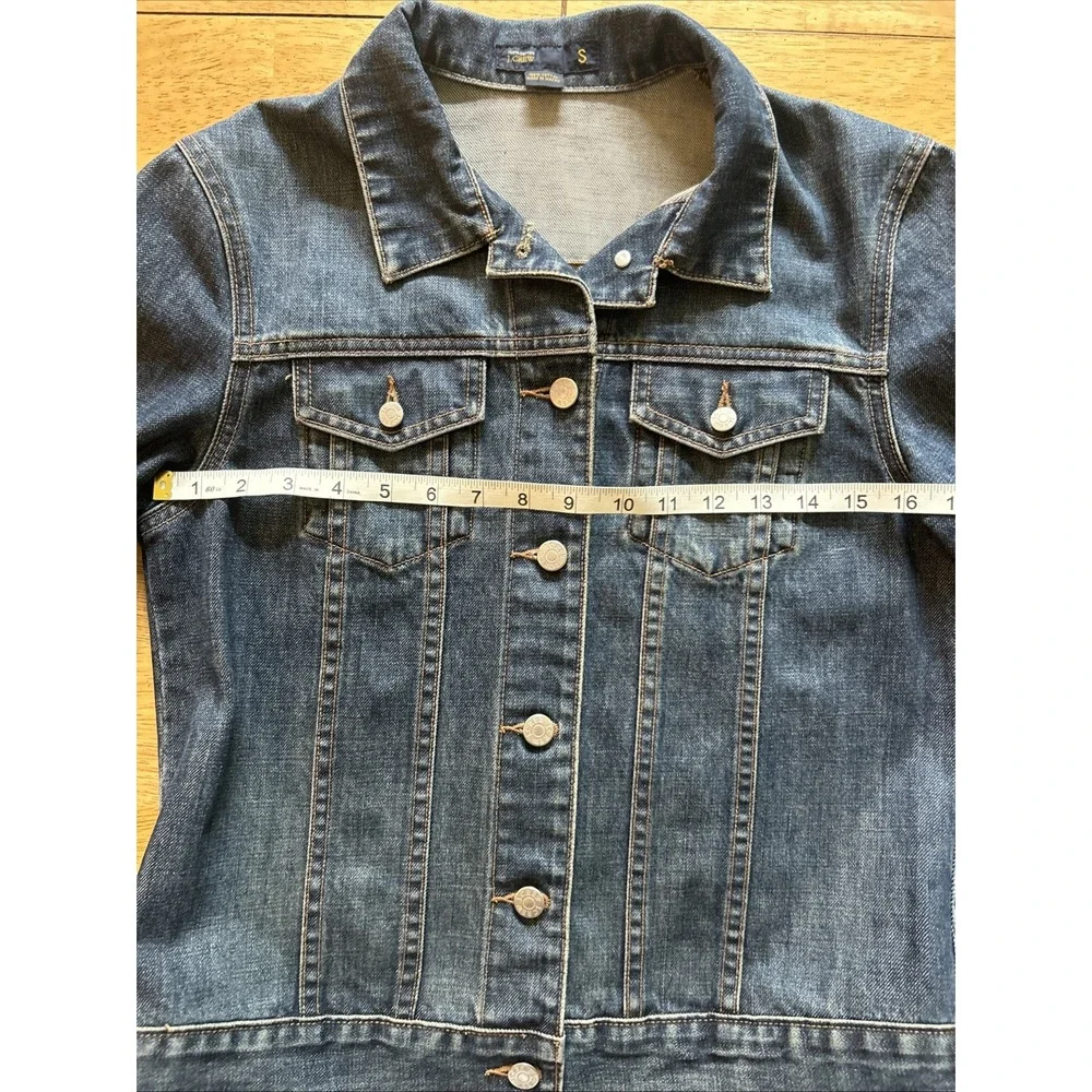 J Crew Dark Wash Distress Long Sleeve Denim Jacket Women's Size S - Picture 7 of 12